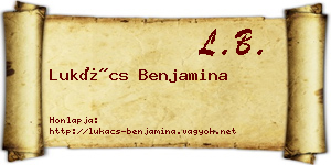 Lukács Benjamina névjegykártya